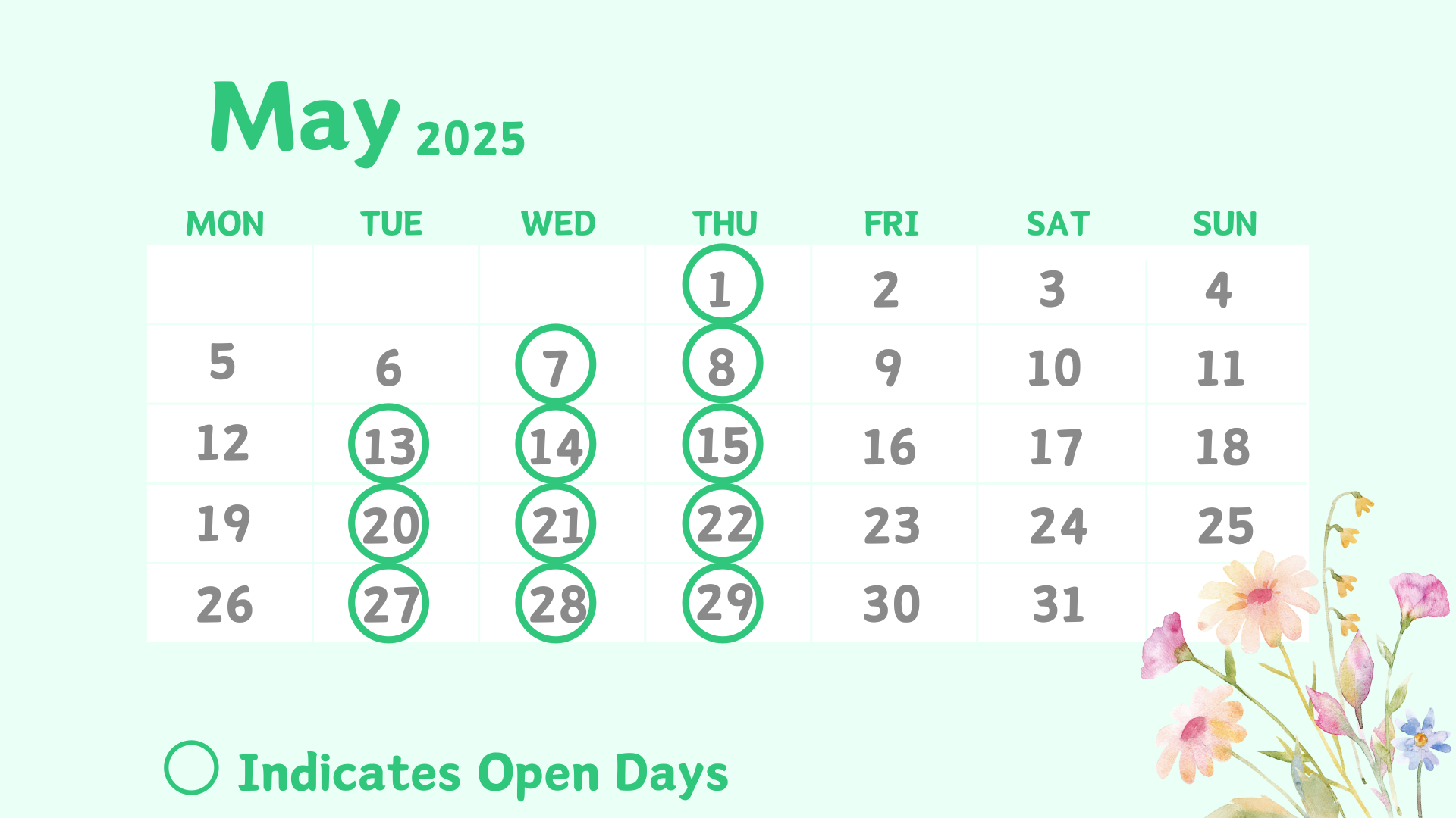 Opening Dates & Hours